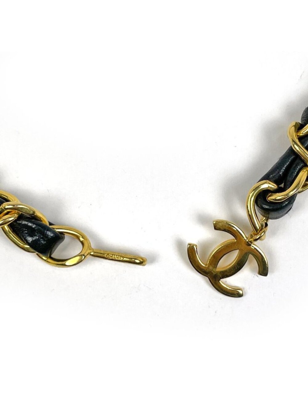 Chanel CC Logo Chain Belt Leather Gold Black - Picture 3 of 7